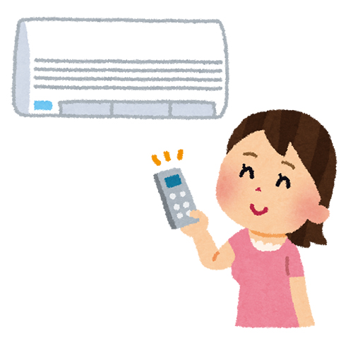 エアコンを入れる女性